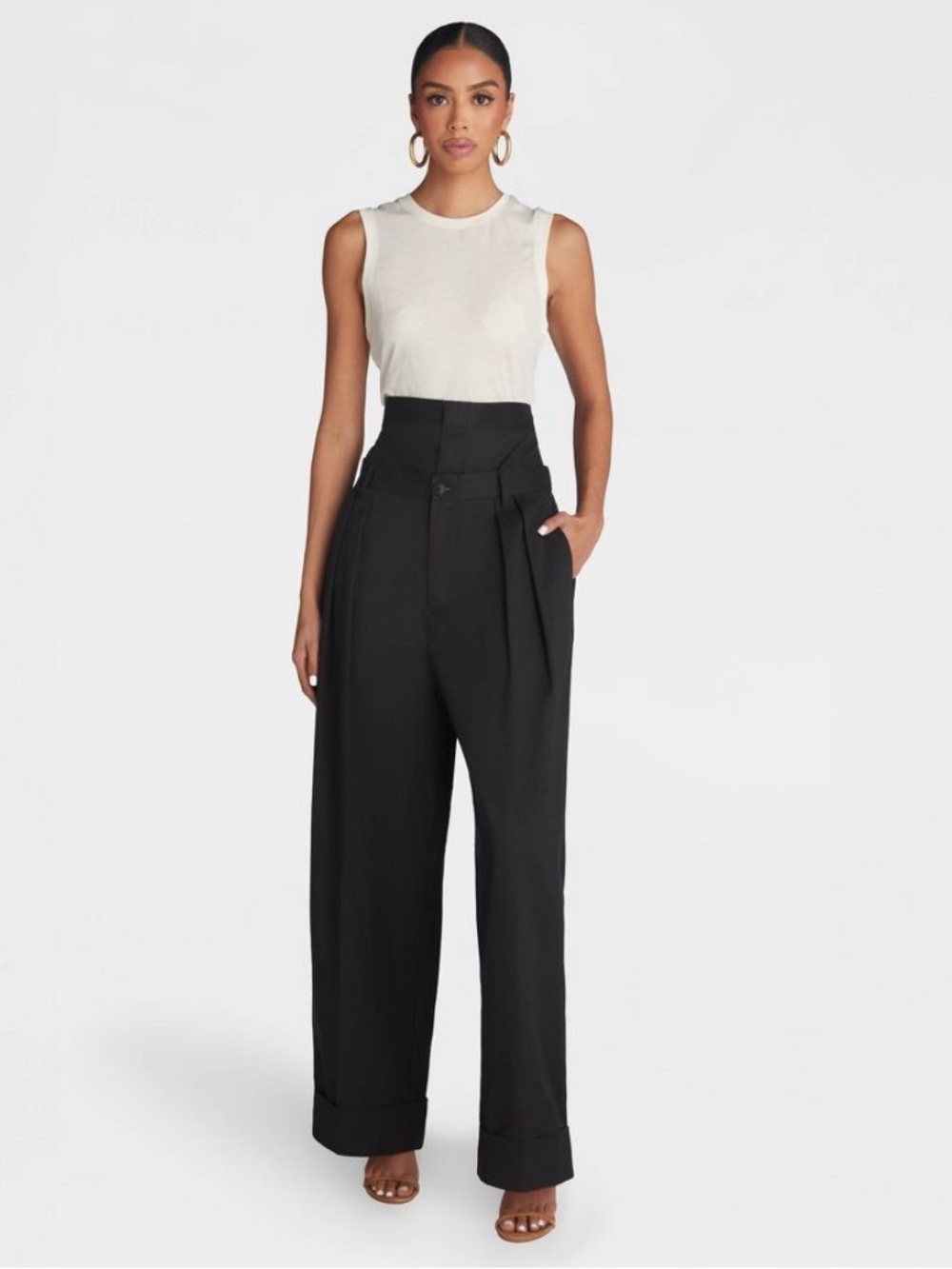 KBB by KAHLANA Women's Baggy Leg 'The Waist Curtain Trouser' double waist sz S
